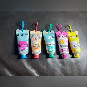 5 New Wish Scented Hand Cream Set NWT Peach Cotton Candy Peppermint Vanilla Rasp